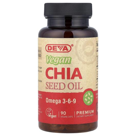 Основне фото товара Deva, Vegan Chia Seed Oil, Веганське Насіння Чіа, 90 капсул
