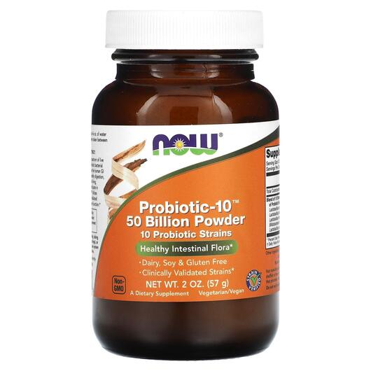 Основне фото товара Probiotic-10 Powder 50 Billion Основне фото товара NOW Foods, Probiotic-10 Powder 50 Billion, Пробіотики, 57 г