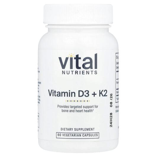Основное фото товара K2-7 + D3 Основное фото товара Vital Nutrients, Витамины D3 + K2, K2-7 + D3, 60 капсул