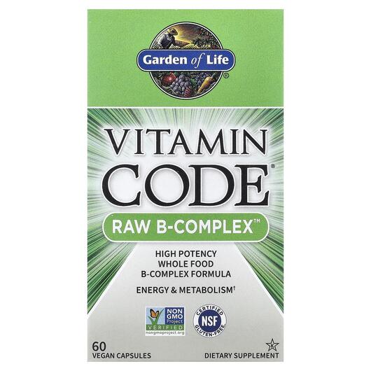 Основное фото товара Garden of Life, B-комплекс, Vitamin Code RAW B-Complex, 60 капсул