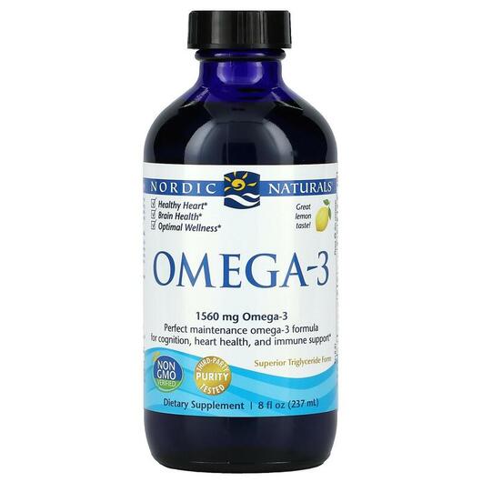 Основне фото товара Nordic Naturals, Omega-3 Lemon 1560 mg, Омега 3, 237 мл