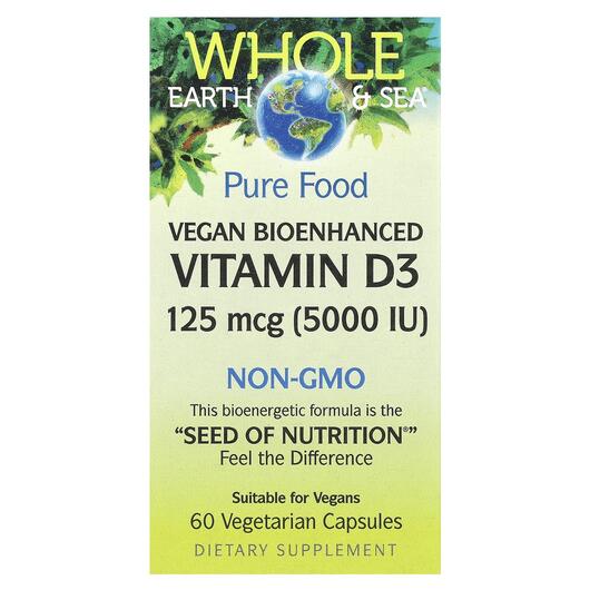 Основное фото товара Whole Earth & Sea Vegan Bioenhanced Vitamin D3 5000 IU Основное фото товара Whole Earth & Sea Vegan Bioenhanced Vitamin D3 5000, Витамин