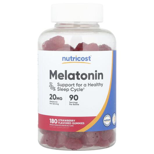 Основное фото товара Melatonin Gummies Strawberry 20 mg Основное фото товара Nutricost, Мелатонин, Melatonin Gummies Strawberry 20 mg, 180 таб