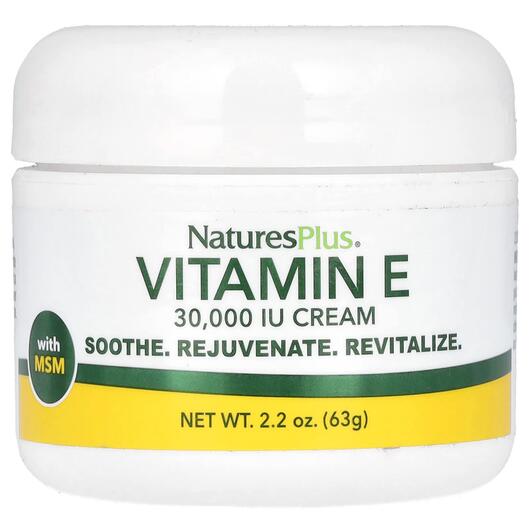 Основне фото товара Vitamin E Cream 30000 IU Основне фото товара Natures Plus, Vitamin E Cream 30000 IU, Крем, 63 г