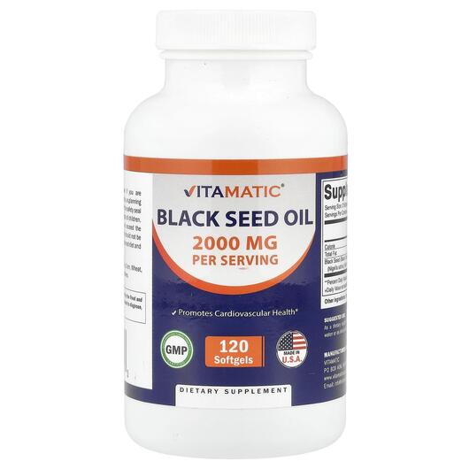 Основное фото товара Vitamatic, Черный тмин, Black Seed Oil 2000 mg, 120 капсул