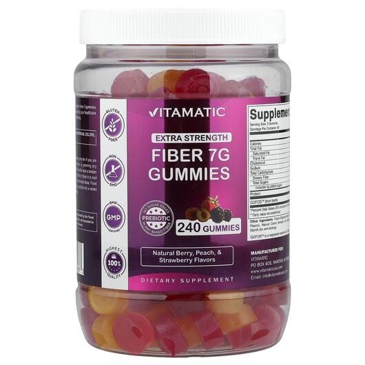 Основне фото товара Fiber Gummies Extra Strength Natural, Цукерки з клітковиною, 240 