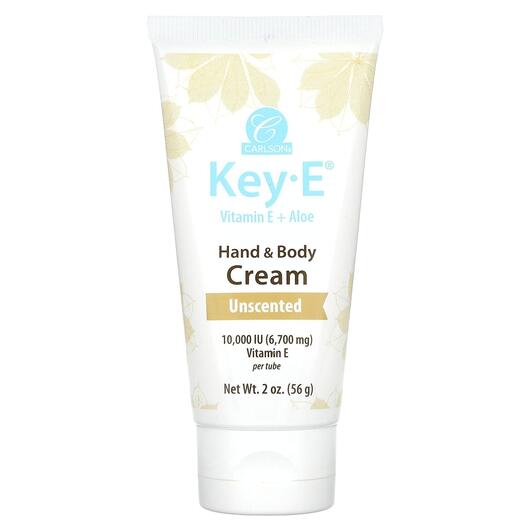 Основне фото товара Key-E Hand & Body Cream Unscented Основне фото товара Carlson, Key-E Hand & Body Cream, Крем з вітаміном E, 56 г