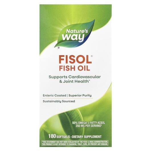 Основне фото товара Nature's Way, Fisol Enteric-Coated Fish Oil, Омега 3, 180 ка