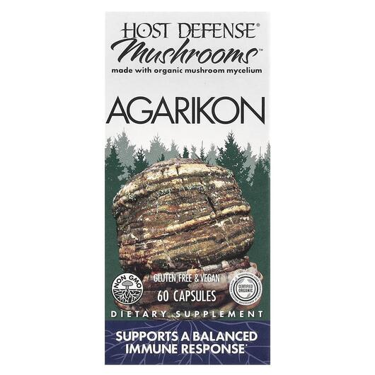 Основне фото товара Host Defense Mushrooms, Agarikon, Гриби Агарікон, 60 капсул