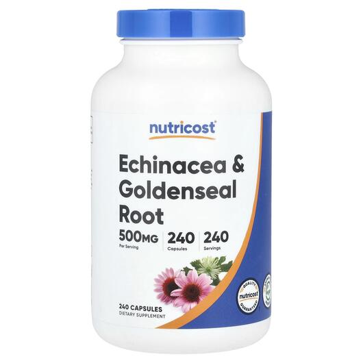 Основне фото товара Nutricost, Echinacea & Goldenseal Root 500 mg, Ехінацея, 240 