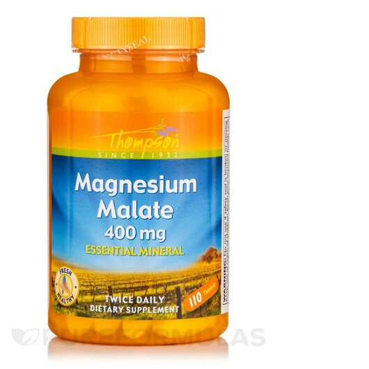 Основне фото товара Thompson, Magnesium Malate 400 mg, Магній, 110 таблеток