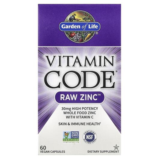 Основне фото товара Vitamin Code RAW Zinc Основне фото товара Garden of Life, Vitamin Code RAW Zinc, Цинк, 60 капсул