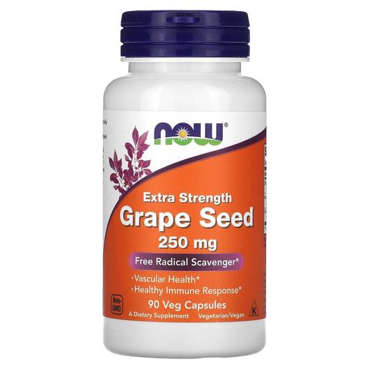 Основне фото товара NOW Foods, Grape Seed 250 mg, Екстракт виноградних кісточок, 90 к