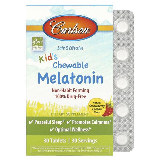 Основное фото товара Kid's Chewable Melatonin Strawberry Lemon Основное фото товара Мелатонин, Kid's Chewable Melatonin Strawberry Lemon, 30 таб