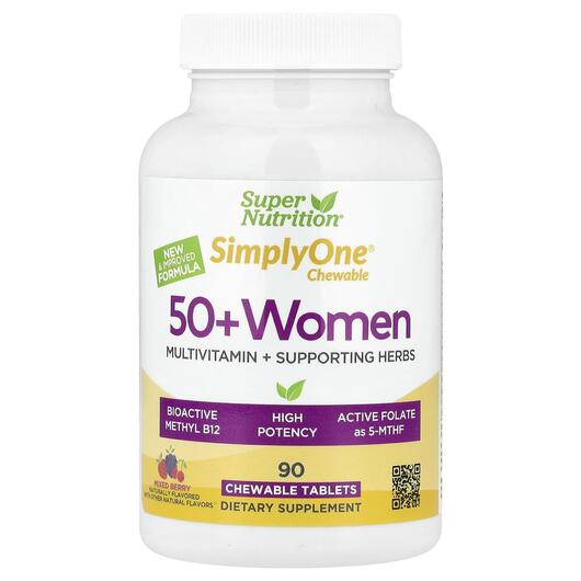Основне фото товара Simply One 50+ Women Multivitamin + Supporting Herbs Mixed Berry Основне фото товара Simply One 50+ Women Multivitamin + Supporting, Вітаміни для жіно