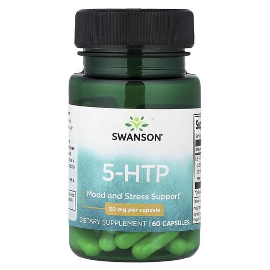 Основне фото товара Swanson, 5-HTP 50 mg, 5-гідрокситриптофан, 60 капсул