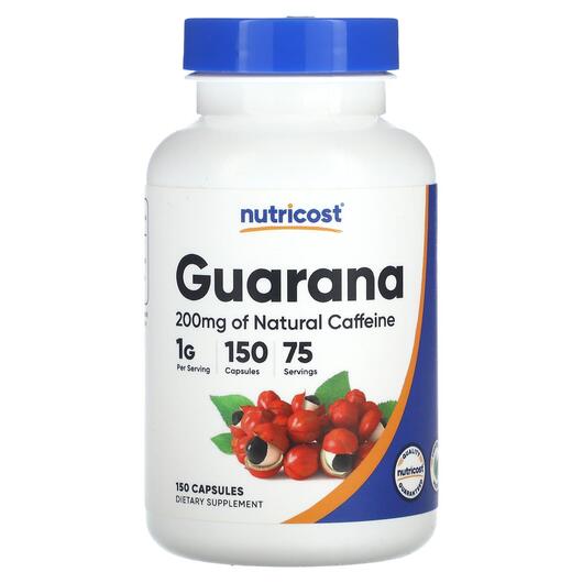 Основное фото товара Nutricost, Гуарана Экстракт, Guarana 1000 mg, 150 капсул