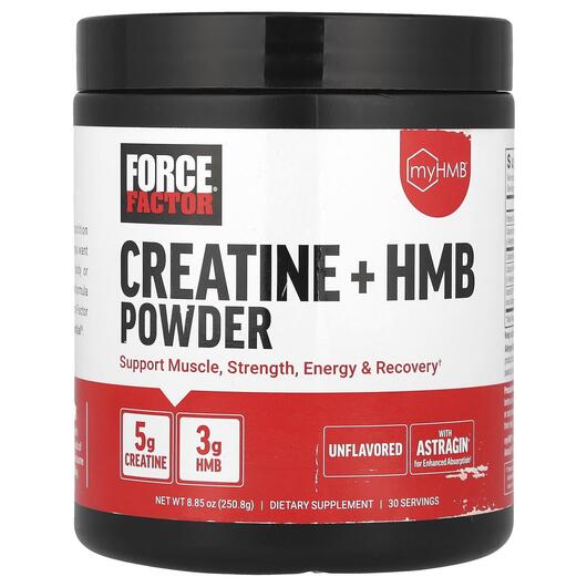 Основное фото товара Creatine + HMB Powder Unflavored Основное фото товара Force Factor, Креатин, Creatine + HMB Powder Unflavored, 250.8 г
