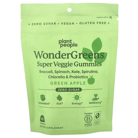 Основне фото товара WonderGreens Veggie Gummies Green Apple Основне фото товара WonderGreens Veggie Gummies Green Apple, Супергрінс, 60 таблеток
