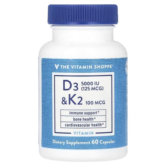 Основне фото товара TheVitaminShoppe, D3 & K2, Вітамін D3, 60 капсул
