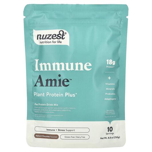 Основное фото товара Протеин, Immune Amie Plant Protein Plus+ Natural Chocolate, 250 г