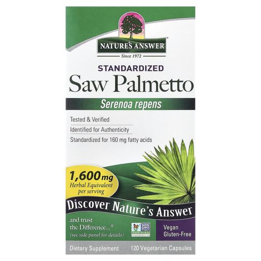 Основне фото товара Saw Palmetto Full Spectrum Herb 690 mg Основне фото товара Nature's Answer, Saw Palmetto 690 mg, Со Пальметто, 120 капс
