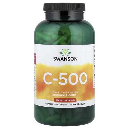 Основное фото товара Swanson, Витамин C, C-500 Vitamin C with Rose Hips 500 mg, 400 ка