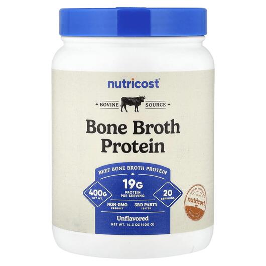 Основне фото товара Bone Broth Protein Unflavored Основне фото товара Nutricost, Bone Broth Protein Unflavored, Зміцнення кісток, 400 г