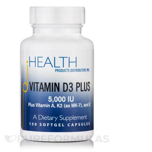 Основне фото товара Vitamin D3 Plus Основне фото товара Health Products Distributors, Vitamin D3 Plus, Вітамін D, 150 кап