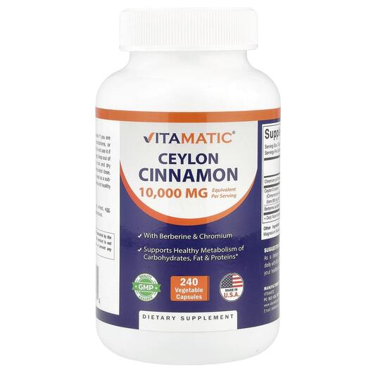 Основне фото товара Vitamatic, Ceylon Cinnamon, Екстракт кориці, 240 капсул