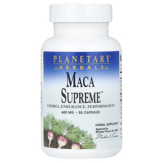 Основное фото товара Planetary Herbals, Мака, Maca Supreme 1200 mg, 50 капсул