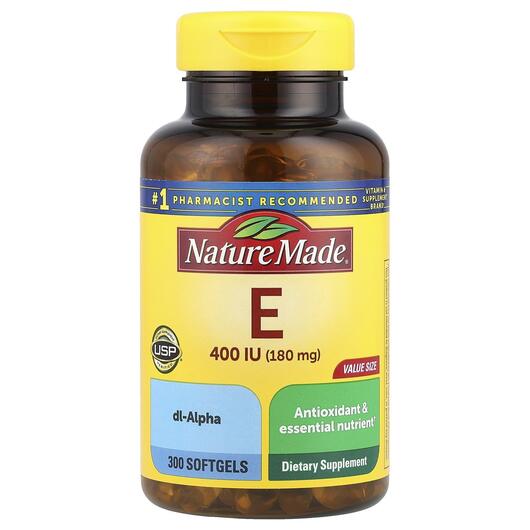 Основное фото товара Nature Made, Витамин E Токоферолы, Vitamin E 180 mg 400 IU, 300 к
