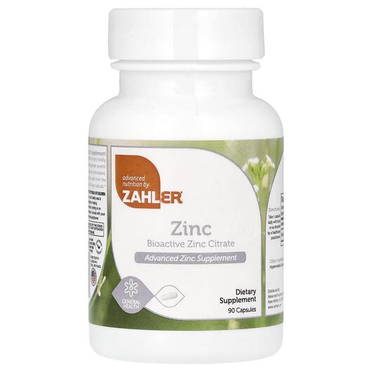 Основне фото товара Zahler, Bioactive Zinc Citrate, Цитрат Цинку, 90 капсул