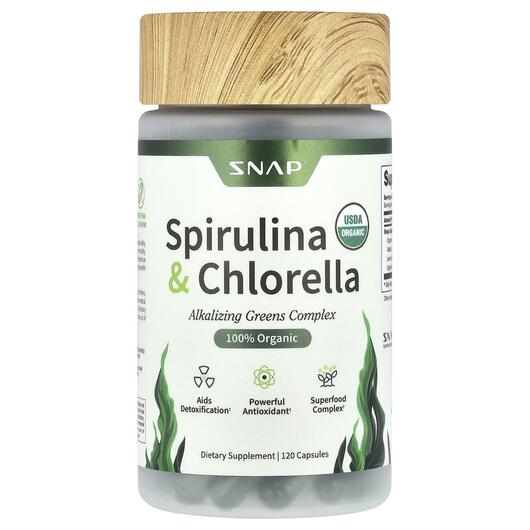 Основне фото товара Organic Spirulina & Chlorella Основне фото товара Snap Supplements, Organic Spirulina & Chlorella, Спіруліна, 1