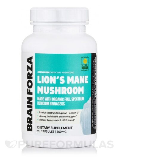 Основное фото товара Грибы Львиная грива, Organic Lion's Mane Mushroom, 90 капсул