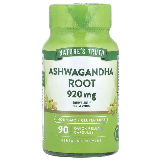 Основне фото товара Ashwagandha Root 920 mg Основне фото товара Nature's Truth, Ashwagandha Root 920 mg, Ашваганда, 90 капсу