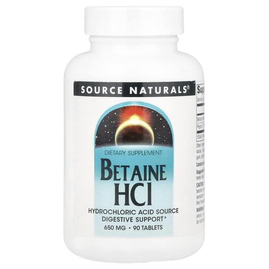Основное фото товара Source Naturals, Бетаин гидрохлорид, Betaine HCI 650 mg, 90 табле
