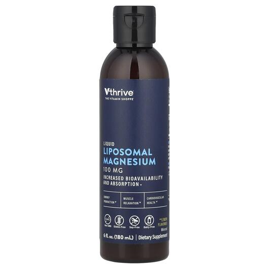 Основне фото товара Vthrive, Liquid Liposomal Magnesium Lemon 100 mg, Магній, 180 мл
