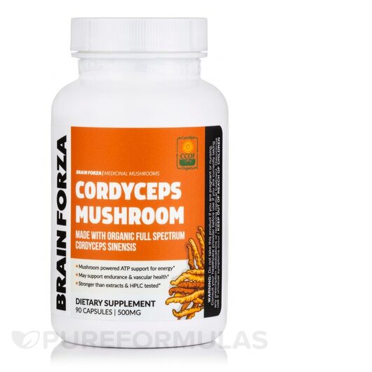 Основное фото товара Brain Forza, Грибы Кордицепс, Organic Cordyceps Mushroom, 90 капс