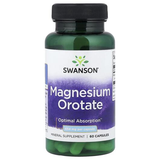 Основне фото товара Swanson, Magnesium Orotate 654 mg, Магній Оротат, 60 капсул