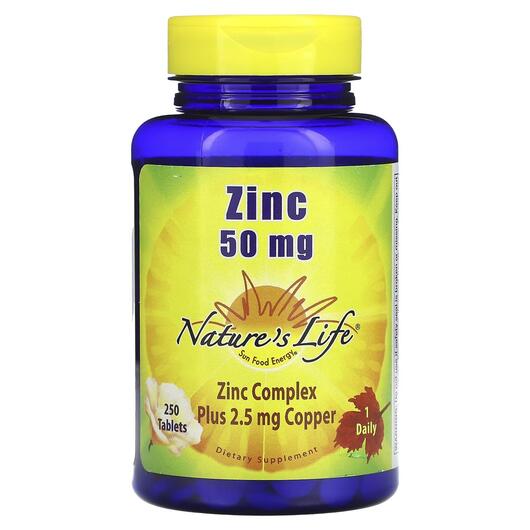Основное фото товара Natures Life, Цинк, Zinc 50 mg, 250 таблеток