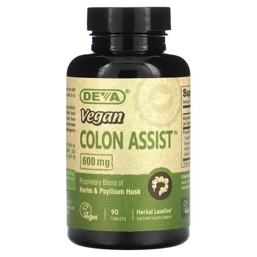 Основне фото товара Deva, Vegan Colon Assist 600 mg, Підтримка кишківника, 90 таблето