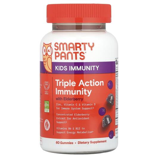 Основне фото товара Kids Triple Action Immunity Gummies with Elderberry, Чорна Бузина