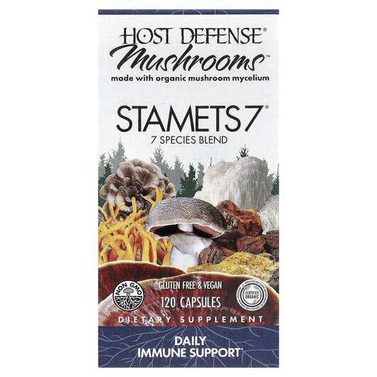 Основне фото товара Stamets 7 Daily Immune Support Основне фото товара Host Defense Mushrooms, Stamets 7, Екстракт грибів, 120 капсул