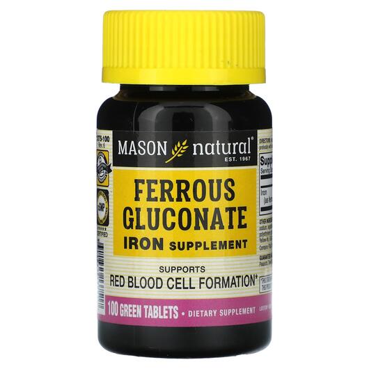 Основне фото товара Ferrous Gluconate Основне фото товара Mason, Ferrous Gluconate, Залізо, 100 таблеток