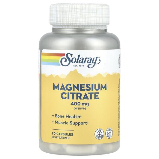 Основне фото товара Solaray, Magnesium Citrate 400 mg, Магній Цитрат, 90 капсул